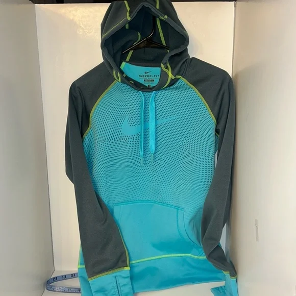 Nike Therma-Fit Fleece Hoodie small teal n gray - Picture 4 of 7